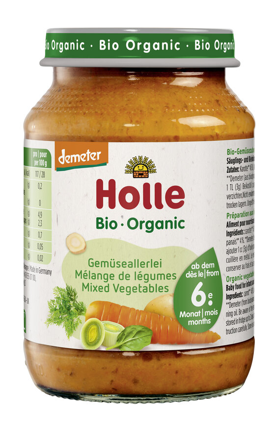 PRZECIER WARZYWNY BEZ DODATKU CUKRÓW BEZGLUTENOWY OD 6 MIESIĄCA DEMETER BIO 190 g (SŁOIK) - HOLLE