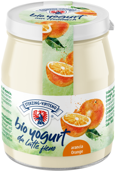 JOGURT POMARAŃCZOWY Z MLEKA SIENNEGO BEZGLUTENOWY BIO 150 g (SŁOIK) - STERZING-VIPITENO