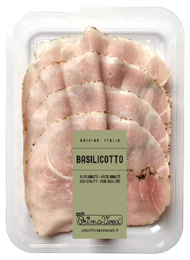 SZYNKA GOTOWANA PROSCIUTTO COTTO Z BAZYLIĄ PLASTRY BEZGLUTENOWA BIO 100 g - PRIMAVERA