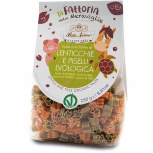 MAKARON (Z SOCZEWICY, GROSZKU ZIELONEGO I RYŻU) DLA DZIECI ZWIERZĘTA FARMA BEZGLUTENOWY BIO 250 g - PASTA NATURA