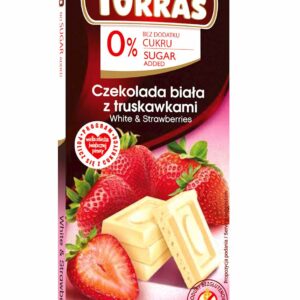 CZEKOLADA BIAŁA Z TRUSKAWKAMI BEZ DODATKU CUKRÓW BEZGLUTENOWA 75 g - TORRAS