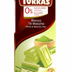 CZEKOLADA BIAŁA Z HERBATĄ MATCHA BEZ DODATKU CUKRÓW BEZGLUTENOWA 75 g - TORRAS