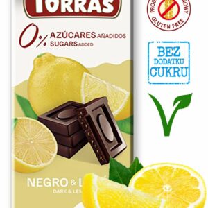 CZEKOLADA GORZKA Z CYTRYNĄ BEZ DODATKU CUKRÓW BEZGLUTENOWA 75 g - TORRAS