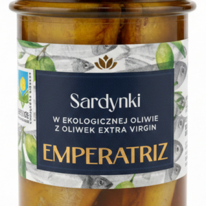 SARDYNKI EUROPEJSKIE W BIO OLIWIE Z OLIWEK EXTRA VIRGIN 180 g (126 g) (SŁOIK) - EMPERATRIZ