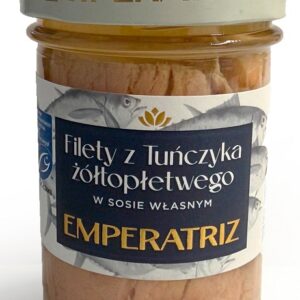 TUŃCZYK ŻÓŁTOPŁETWY FILETY MSC W SOSIE WŁASNYM 185 g (130 g) (SŁOIK) - EMPERATRIZ