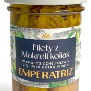 MAKRELA FILETY W BIO OLIWIE Z OLIWEK EXTRA VIRGIN 180 g (120 g) (SŁOIK) - EMPERATRIZ