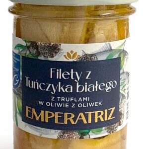 TUŃCZYK BIAŁY FILETY MSC W OLIWIE Z OLIWEK Z TRUFLĄ 180 g (120 g) (SŁOIK) - EMPERATRIZ