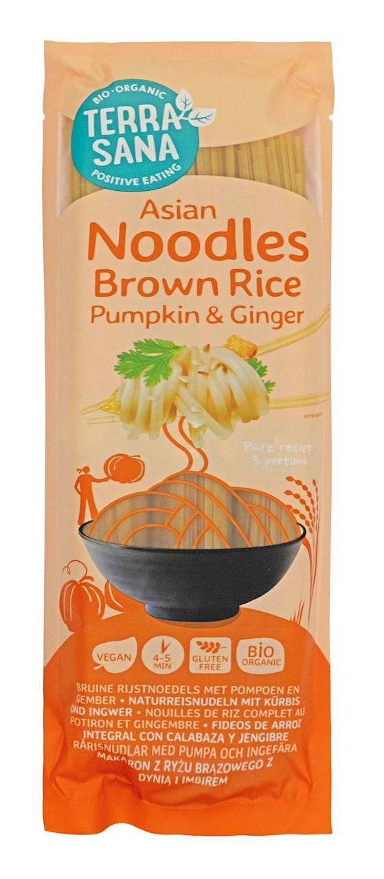 MAKARON (RYŻOWY RAZOWY Z DYNIĄ I IMBIREM) NOODLE SPAGHETTI BEZGLUTENOWY BIO 250 g - TERRASANA