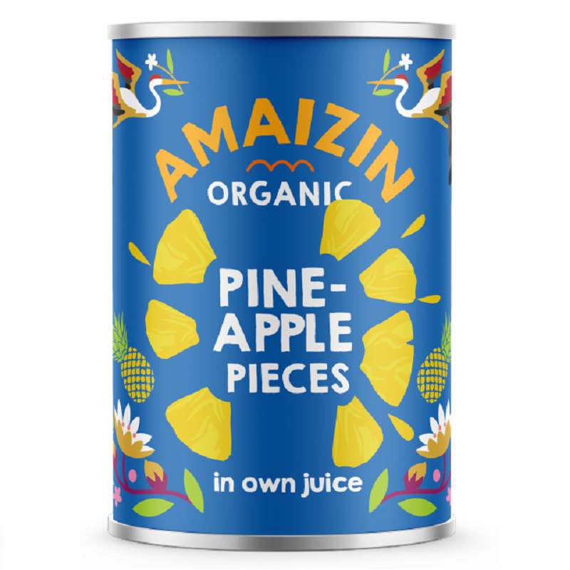 ANANAS KAWAŁKI W SOKU WŁASNYM BIO 400 g (250 g) - AMAIZIN