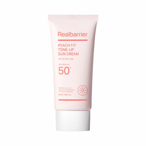 KREM PRZECIWSŁONECZNY KOREAŃSKI NAWILŻAJĄCO - ROZŚWIETLAJĄCY DO TWARZY PEACH FIT TONE-UP SPF 50 50 ml - REAL BARRIER