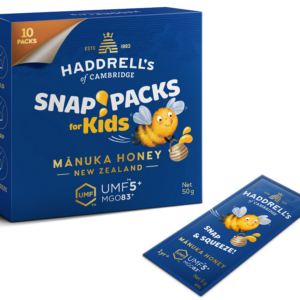 MIÓD MANUKA KIDS MGO 83+ UMF 5+ 10 SASZETEK - HADDRELL'S OF CAMBRIDGE