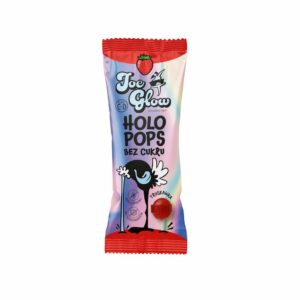 LIZAK KULKA HOLO POPS O SMAKU TRUSKAWKOWYM Z WITAMINĄ D I C BEZ CUKRU BEZGLUTENOWY 8 g - JOE GLOW